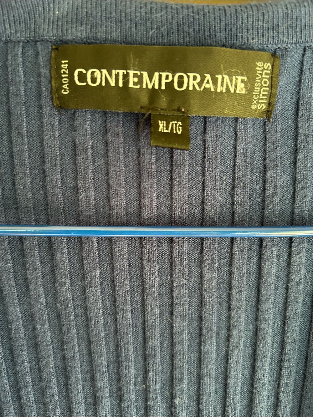 Simons Contemporaine Blue Ruffled Open-Front Ribbed Cardigan - Picture 2 of 10